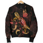 New Caledonia Polynesian Bomber Jacket - Turtle With Blooming Hibiscus Gold 5