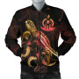 Vanuatu Polynesian Bomber Jacket - Turtle With Blooming Hibiscus Gold 1