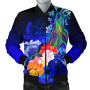 Guam Bomber Jacket - Humpback Whale with Tropical Flowers (Blue) 1