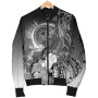 Chuuk Bomber Jacket - Humpback Whale with Tropical Flowers (White) 5