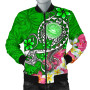 American Samoa Polynesian Bomber Jacket - Turtle Plumeria (Green) 1