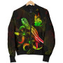 New Caledonia Polynesian Bomber Jacket - Turtle With Blooming Hibiscus Reggae 5