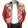 Guam Polynesian Bomber Jacket- Summer Plumeria (Black) 3