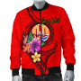 Tahiti Polynesian Custom Personalised Bomber Jacket - Floral With Seal Red 4