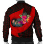 Yap Bomber Jacket - Polynesian Hook And Hibiscus (Red) 2