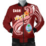 Guam Bomber Jacket - Guam Seal Polynesian Patterns Plumeria (Red) 1