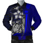 Samoa Polynesian Bomber Jackets Blue - Turtle With Hook 1