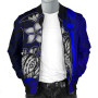 Samoa Polynesian Bomber Jackets Blue - Turtle With Hook 3