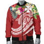 Wallis and Futuna Polynesian Bomber Jacket - Summer Plumeria (Red) 4