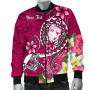 Fiji Custom Personalised Bomber Jacket - Turtle Plumeria (Pink) 1