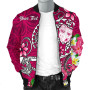 Fiji Custom Personalised Bomber Jacket - Turtle Plumeria (Pink) 5