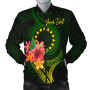 Cook Islands Polynesian Custom Personalised Bomber Jacket - Floral With Seal Flag Color 2