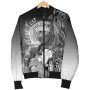 Polynesian Hawaii Custom Personalised Bomber Jacket - Humpback Whale with Tropical Flowers (White) 5