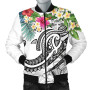 Fiji Polynesian Bomber Jacket - Summer Plumeria (White) 1