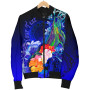 Cook Islands Custom Personalised Bomber Jacket - Humpback Whale with Tropical Flowers (Blue) 5