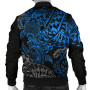 Tonga Polynesian Bomber Jacket - Blue Turtle Flowing 2