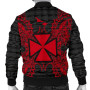 Wallis And Futuna Polynesian Bomber Jacket Map Red 2