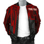 Tahiti Personalised Bomber Jacket - Tahiti Seal In Heartbeat Patterns Style (Red) 3