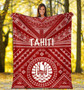 Tahiti Premium Blanket - Tahiti Seal In Polynesian Tattoo Style (Red) 5
