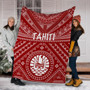 Tahiti Premium Blanket - Tahiti Seal In Polynesian Tattoo Style (Red) 6