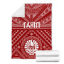 Tahiti Premium Blanket - Tahiti Seal In Polynesian Tattoo Style (Red) 7