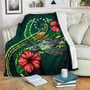 Pohnpei Polynesian Premium Blanket - Green Turtle Hibiscus 1