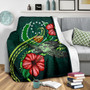 Pohnpei Polynesian Premium Blanket - Green Turtle Hibiscus 3