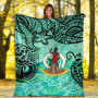 Vanuatu Premium Blanket - Vintage Floral Pattern Green Color 5