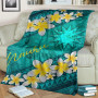 Nauru Polynesian Blanket - Plumeria With Blue Ocean 3