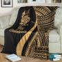 New Caledonia Premium Blanket - Gold Polynesian Tentacle Tribal Pattern Crest 3