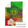 Guam Premium Blanket - Manta Ray Tropical Flowers (Green) 6