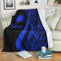 Nauru Premium Blanket - Blue Polynesian Tentacle Tribal Pattern 2