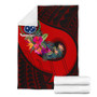 Samoa Premium Blanket - Polynesian Hook And Hibiscus (Red) 7