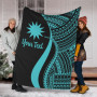 Nauru Custom Personalised Premium Blanket - Turquoise Polynesian Tentacle Tribal Pattern 1