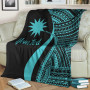 Nauru Custom Personalised Premium Blanket - Turquoise Polynesian Tentacle Tribal Pattern 3