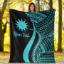 Nauru Custom Personalised Premium Blanket - Turquoise Polynesian Tentacle Tribal Pattern 6