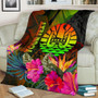 Tahiti Polynesian Personalised Premium Blanket -  Hibiscus and Banana Leaves 2