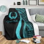 Pohnpei Custom Personalised Premium Blanket - Turquoise Polynesian Tentacle Tribal Pattern 4