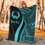 Pohnpei Custom Personalised Premium Blanket - Turquoise Polynesian Tentacle Tribal Pattern 5