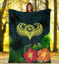 Polynesian Hawaii Kanaka Maoli Premium Blanket - Heart with Hibiscus 6