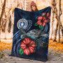 Northern Mariana Islands Polynesian Premium Blanket - Blue Turtle Hibiscus 4