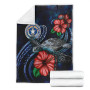Northern Mariana Islands Polynesian Premium Blanket - Blue Turtle Hibiscus 7
