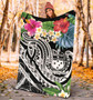 Polynesian Samoa Premium Blanket - Summer Plumeria (Black) 4