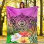 Guam Polynesian Premium Blanket - Manta Ray Tropical Flowers 5