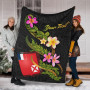 Wallis and Futuna Polynesian Custom Personalised Blanket - Plumeria Tribal 6