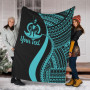 Vanuatu Custom Personalised Premium Blanket - Turquoise Polynesian Tentacle Tribal Pattern 1