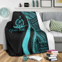 Vanuatu Custom Personalised Premium Blanket - Turquoise Polynesian Tentacle Tribal Pattern 3