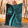Vanuatu Custom Personalised Premium Blanket - Turquoise Polynesian Tentacle Tribal Pattern 4