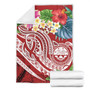 FSM Polynesian Premium Blanket - Summer Plumeria (Red) 7
