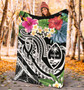 Guam Polynesian Premium Blanket - Summer Plumeria (Black) 4